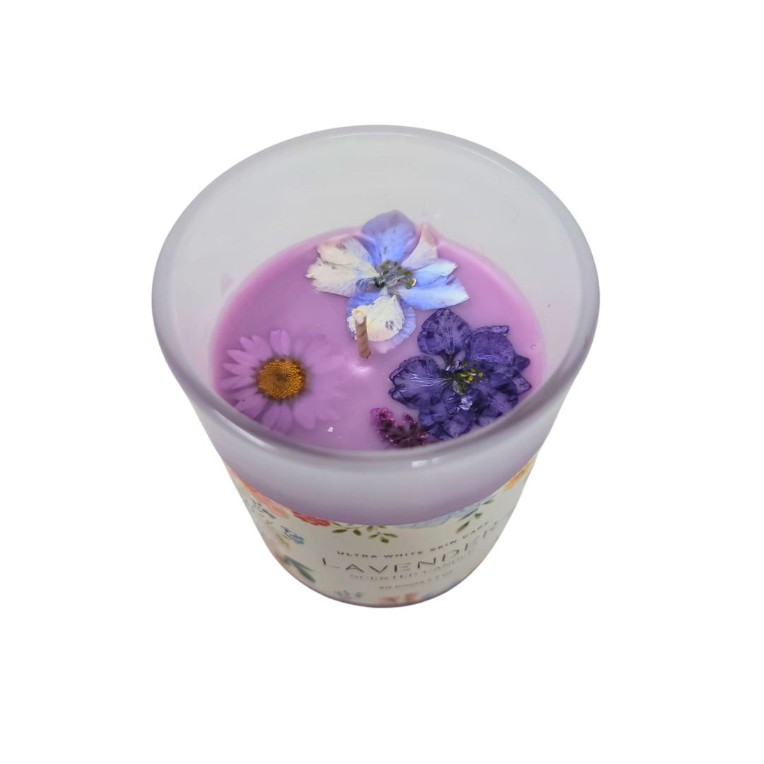 Serenity in Bloom: Enchanted Lavender & Petal Candle