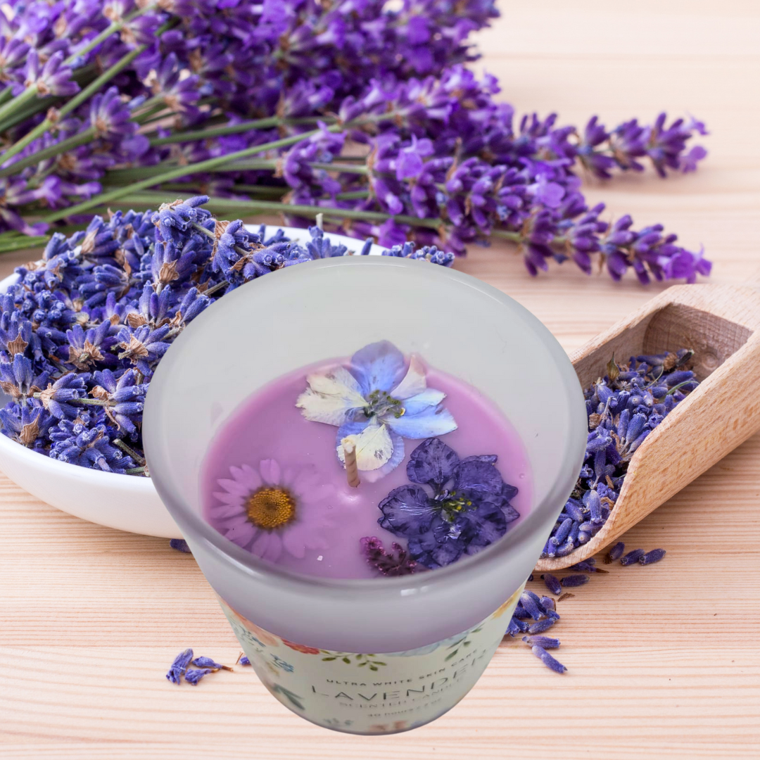 Serenity in Bloom: Enchanted Lavender & Petal Candle